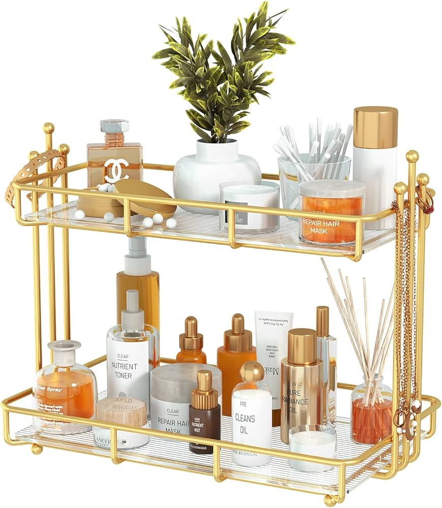 Bathroom Organizer Countertop Perfume Organizer Skincare Organizers 2 Tier Bathroom Tray Stainles... | Amazon (US)