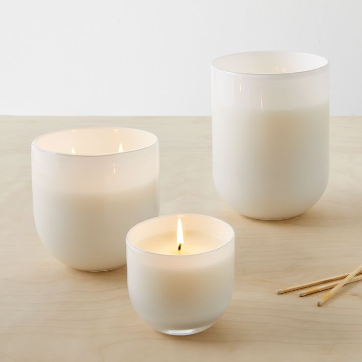 White Glass Candles - Marine Moss | West Elm (US)