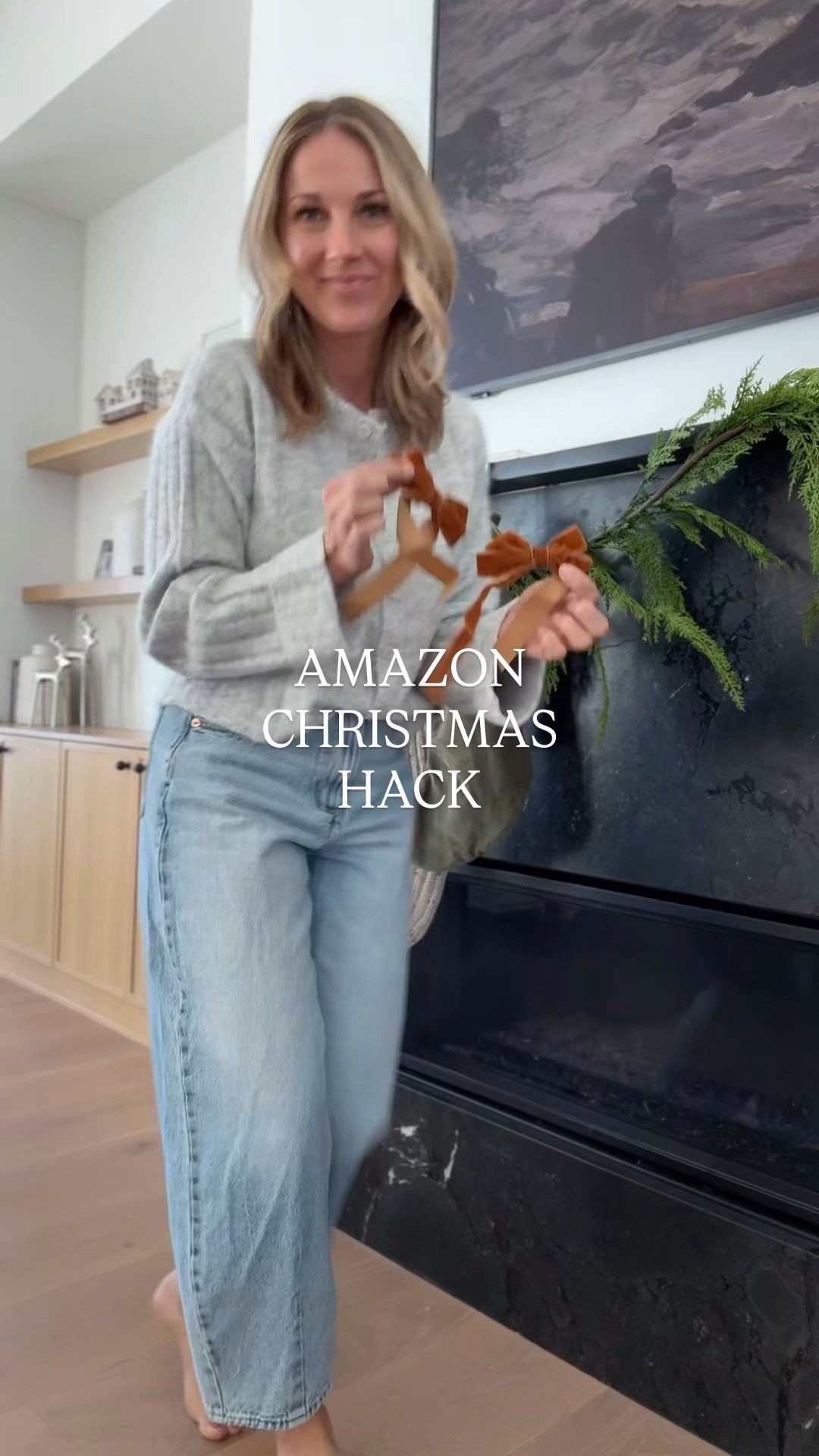 Christmas velvet bows on our stockings- yes please! No having to tie in a fancy way just clip these on.

#LTKSeasonal #LTKHoliday #LTKHome