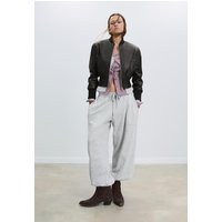 Stradivarius Leather effect bomber jacket with shoulder pads Black S | Stradivarius (UK)