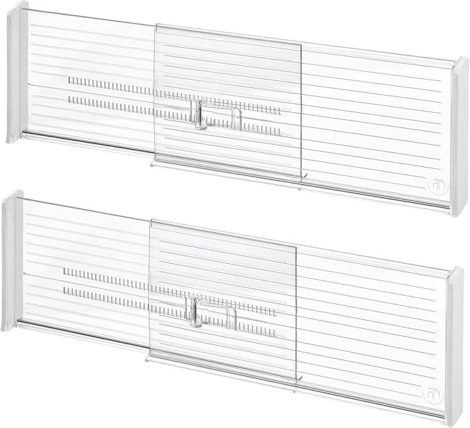 iDesign Recycled Plastic Adjustable Drawer Dividers–- Set of 2 - Clear | Amazon (US)
