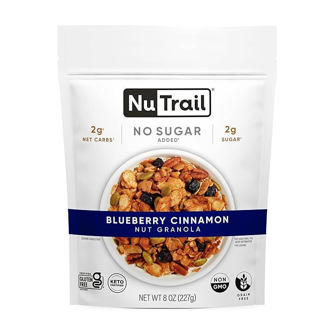 NuTrail Nut Granola Cereal, Blueberry Cinnamon, No Sugar Added, Keto, Low Carb, Gluten Free, Grai... | Amazon (US)