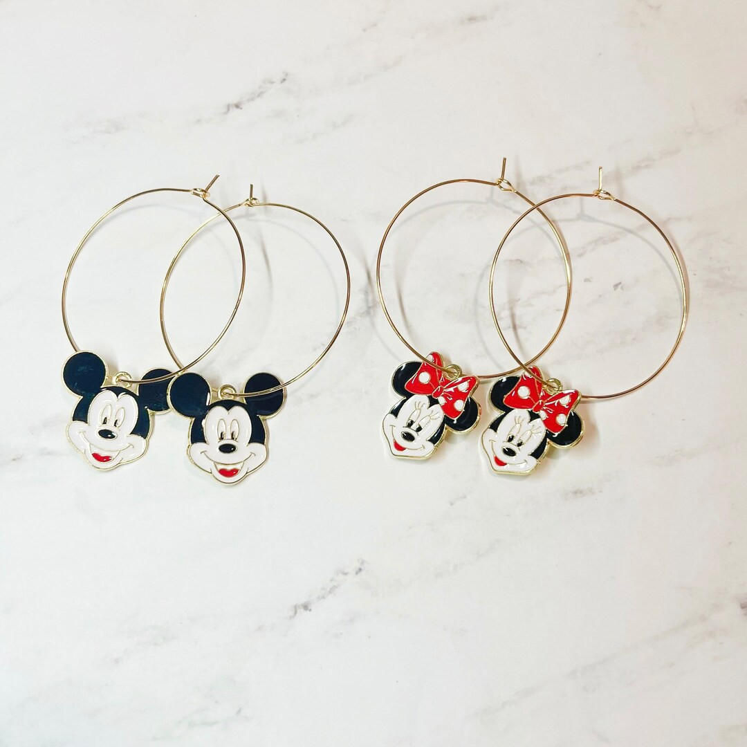 Minnie Mouse Mickey Mouse Gold Hoop Earrings, Disney Earrings, Minnie Earrings, Mickey Earrings, ... | Etsy (US)