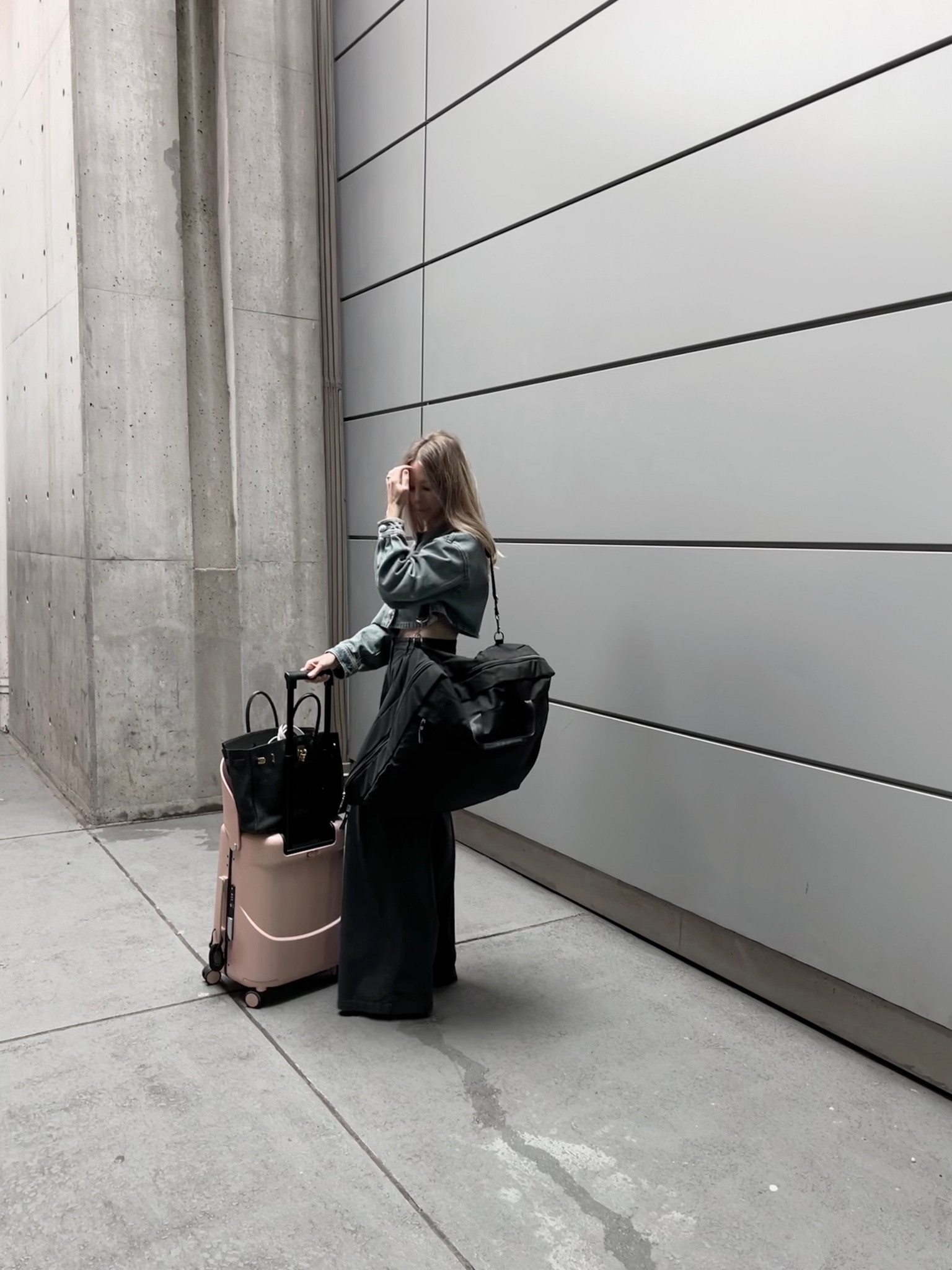 Wide leg pants and a cropped denim shirt as we headed to Austin! Love this hanging bag we brought. Perfect for travel and a great holiday gift idea. 

#LTKGiftGuide #LTKtravel #LTKstyletip