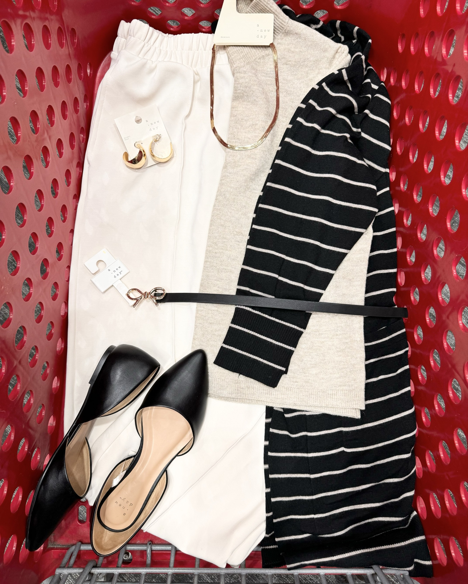 Classy and chic workwear. The pants look like slacks but feel like sweat pants! The accessories add a touch of fun and texture, & that bow belt has my heart with how sweet it is!
Workwear, office wear, teacher outfit, professional, soft slacks, duster, sweater, black flats, gold accessories, stripes, striped duster

#LTKWorkwear #LTKStyleTip #LTKFindsUnder50