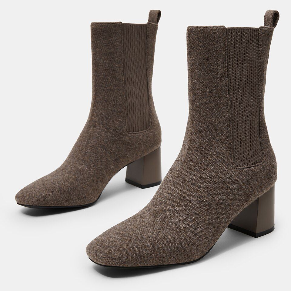 Square-Toe Heeled Boots | VIVAIA