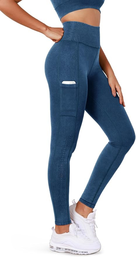 ODODOS Vintage Seamless Leggings/Shorts for Women Ribbed High Waist Workout Gym Running Yoga Shor... | Amazon (US)