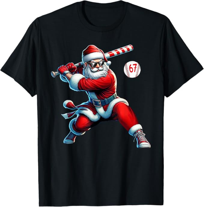 Santa Baseball Six Seven 6 7 Meme Christmas Men Boys Player T-Shirt | Amazon (US)