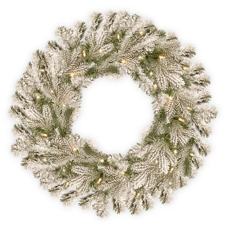 Snowy Sheffield Faux Lighted Pine Wreath | Wayfair North America