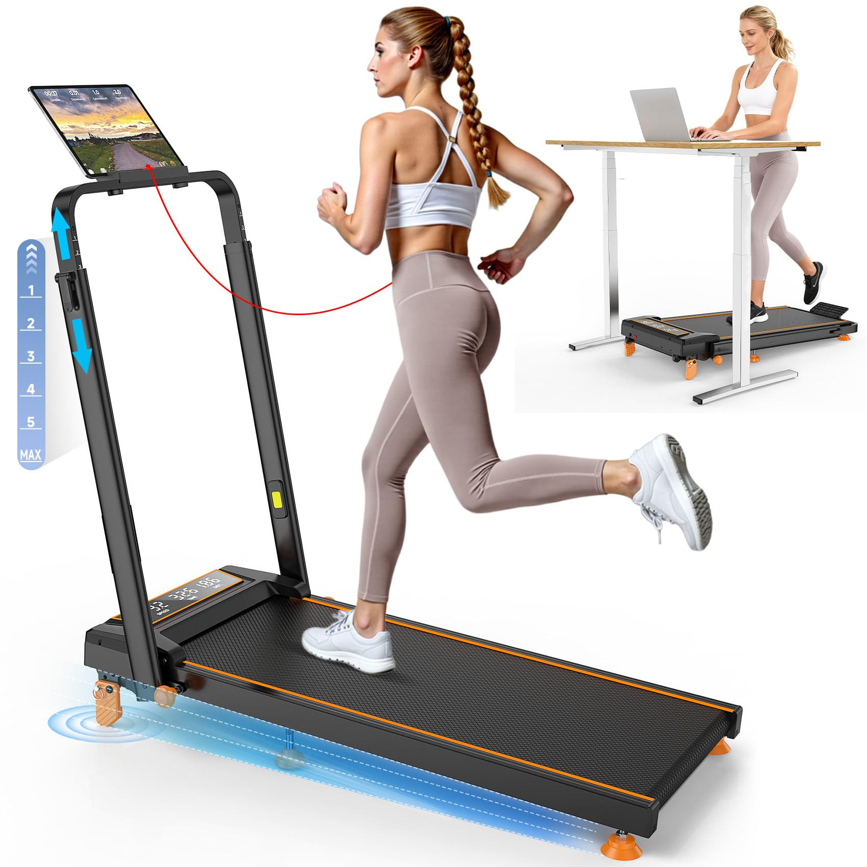 Walking Pad Treadmill with 12% Incline & Dual LED Display, 4 in 1 Walking Pad with Handle Bar, 3.... | Amazon (US)