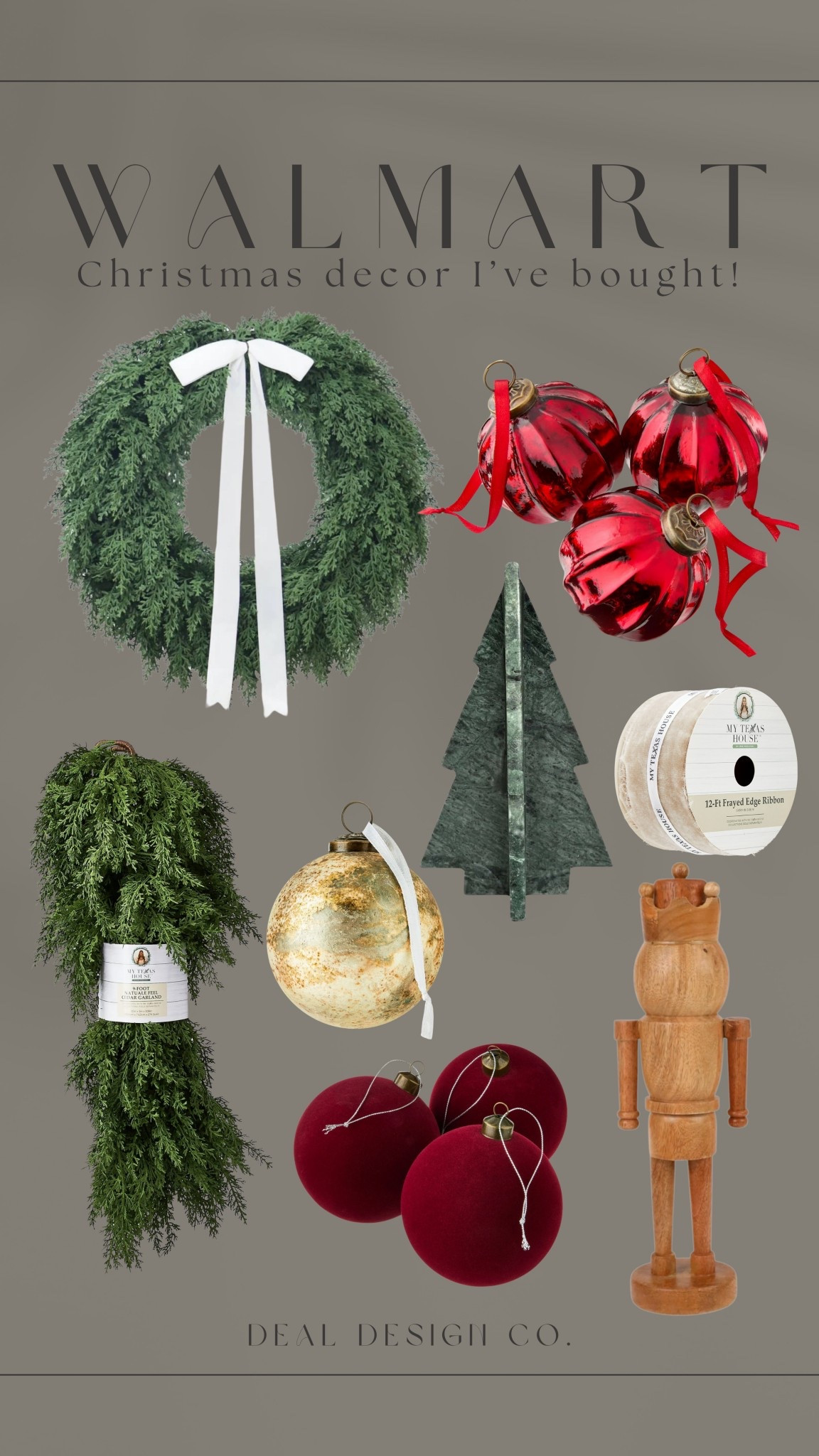 I am so impressed and obsessed with Walmart’s Christmas drop this year!! So many amazing finds, these are the ones that I bought! 

Find more content on Instagram @dealdesignco for more sources and daily finds from crate & barrel, CB2, Amber Lewis, Loloi, west elm, pottery barn, rejuvenation, William & Sonoma, amazon, shady lady tree, interior design, home decor, studio mcgee x target, bedroom furniture, living room, bedroom, bedroom styling, restoration hardware, end table, side table, framed art, vintage art, wall decor, area rugs, runners, vintage rug, target finds, sale alert, tj maxx, Marshall’s, home goods, table lamps, threshold, target, wayfair finds, Turkish pillow, Turkish rug, sofa, couch, dining room, high end look for less, kirkland’s, Ballard designs, wayfair, high end look for less, studio mcgee, mcgee and co, target, world market, sofas, loveseat, bench, magnolia, joanna gaines, pillows, pb, pottery barn, nightstand, throw blanket, target, joanna gaines, hearth & hand, floor lamp, world market, faux olive tree, throw pillow, lumbar pillows, arch mirror, brass mirror, floor mirror, designer dupe, counter stools, barstools, coffee table, nightstands, console table, sofa table, dining table, dining chairs, arm chairs, dresser, chest of drawers, Kathy kuo, LuLu and Georgia, Christmas decor, Xmas decorations, holiday, Christmas Eve, NYE, organic, modern, earthy, moody, faux plants, arm chair, wood constole table, nightstand, cabinet, burlwood, candlesticks, slipcover ottoman, floral throw pillow, framed art, home decor, woven basket 

#LTKHome #LTKSeasonal #LTKFindsUnder100