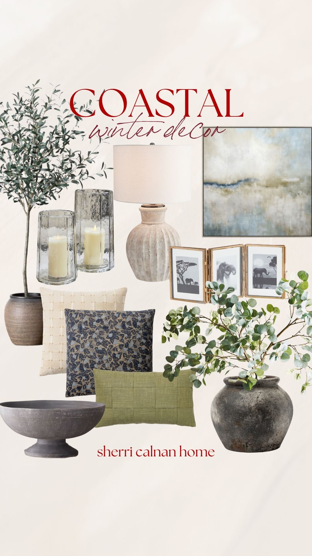 Coastal winter home decor! Faux olive indoor tree viral home decor finds coastal home decor inspo neutral home decor inspo cape cod inspired home decor pottery barn table lamp 

#LTKHome #LTKU #LTKdayinmylife