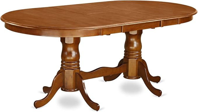 East West Furniture Plainville Kitchen Oval Dining Table Top with Butterfly Leaf & Double Pedesta... | Amazon (US)