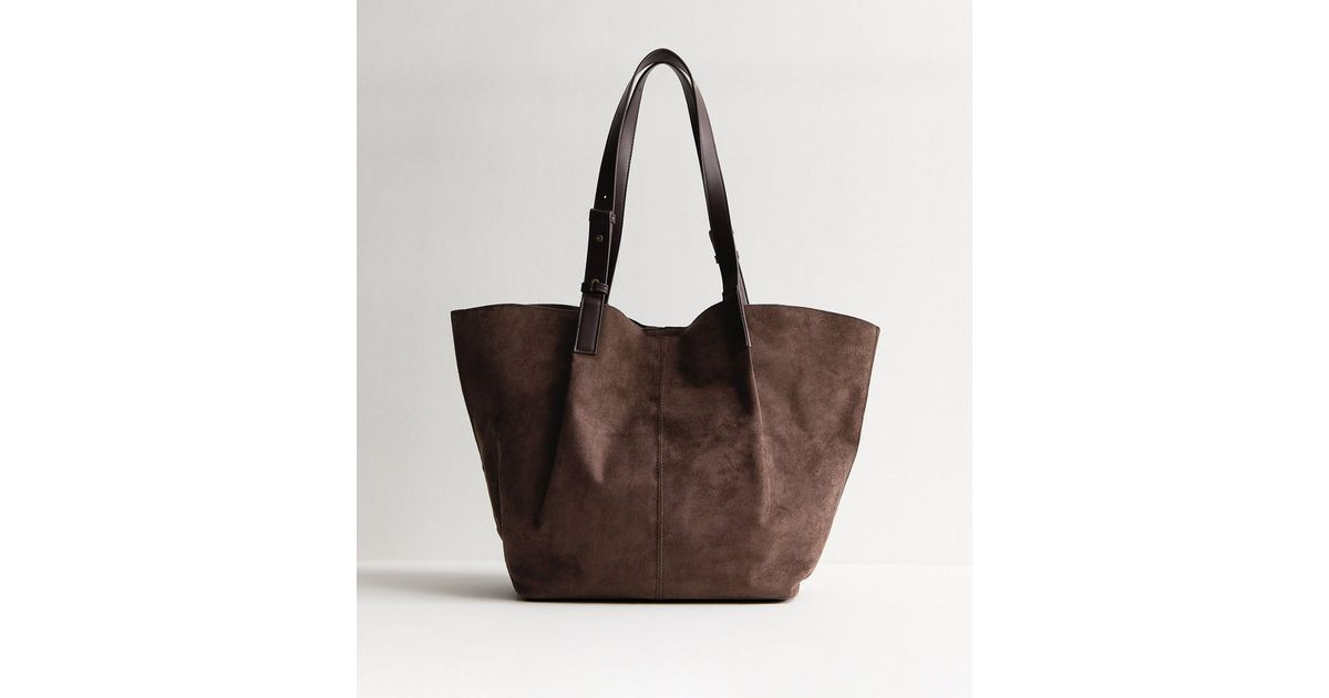 Brown Faux Suede Shopper Tote Bag | New Look | New Look (UK)