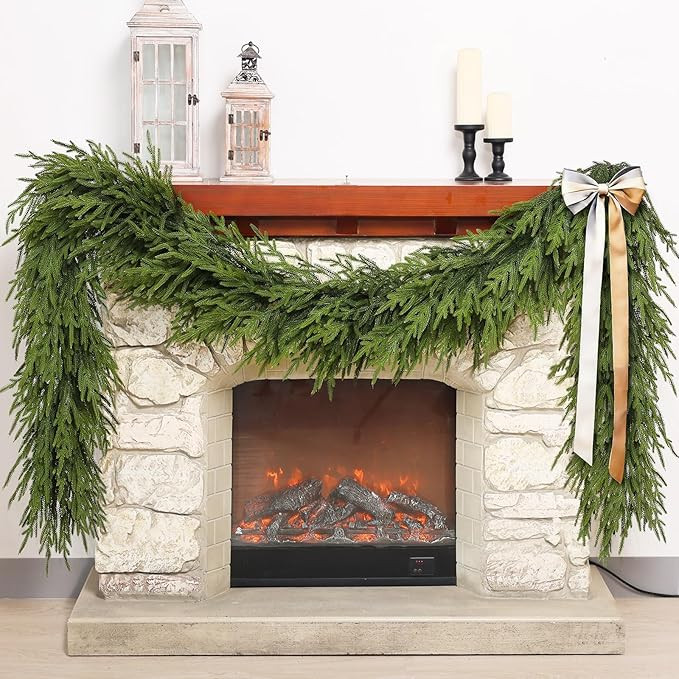 Artificial Norfolk Pine Garland - Faux Christmas Garland Fake Green Garland for Fireplace,Table, ... | Amazon (US)