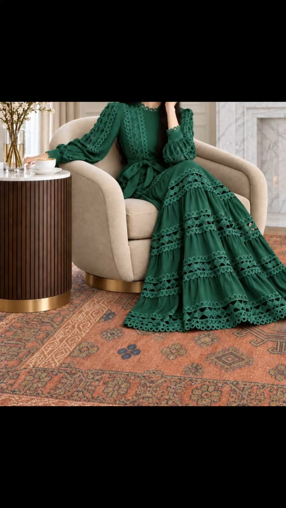 Friday afternoon mood. ✨ Slowing down by the fireplace and settling into a comfy swivel accent chair before the weekend begins. I love how its generous curved shape feels soft, supportive, and inviting, while the fluted side table, hand-knotted rug, fresh floral arrangement, and rich green maxi dress bring a relaxed, polished feel to the space.

#FridayAfternoon #FridayMood #Fireplace #FireplaceDesign #AccentChair #ComfyChair #SwivelChair #Armchair #SideTable #AccentTable #HandKnottedRug #AreaRug #FloralArrangement #MaxiDress #FallStyle #CozyHome #LivingRoomDesign #InteriorDesign #LTKHome #LTKStyle

#LTKdayinmylife #LTKHome #LTKSaleAlert