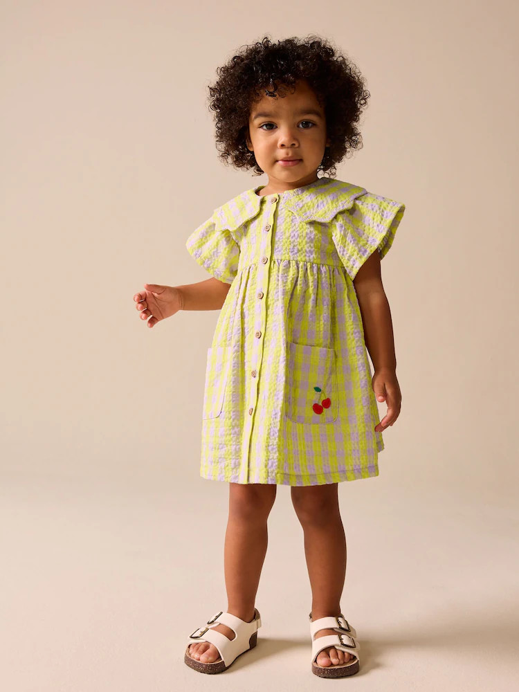 Lime/Lilac Gingham Collar Dress (3mths-8yrs) | Next US