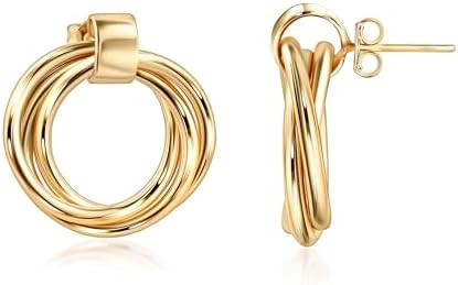 Barzel 18K Gold Plated Minimalist Triple Hoop Earrings, Dainty Dangling Style, Made in Brazil | Amazon (US)