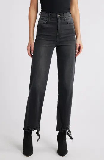 Destroyed Hem Straight Leg Jeans | Nordstrom