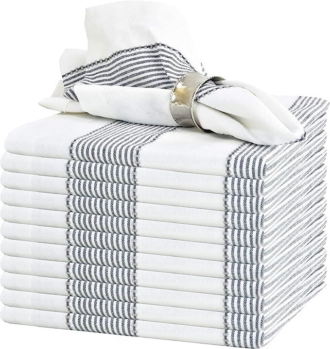 GLAMBURG Cloth Napkin 12-Pack 100% Ring Spun Cotton Dinner Napkin 18x18 with Mitered Corners and ... | Amazon (US)