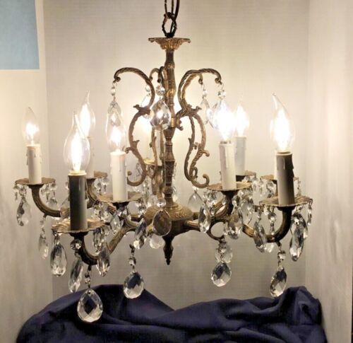Classic 5 arm 10 light Spanish chandelier 80+ Crystals. chain, canopy  #3 | eBay US