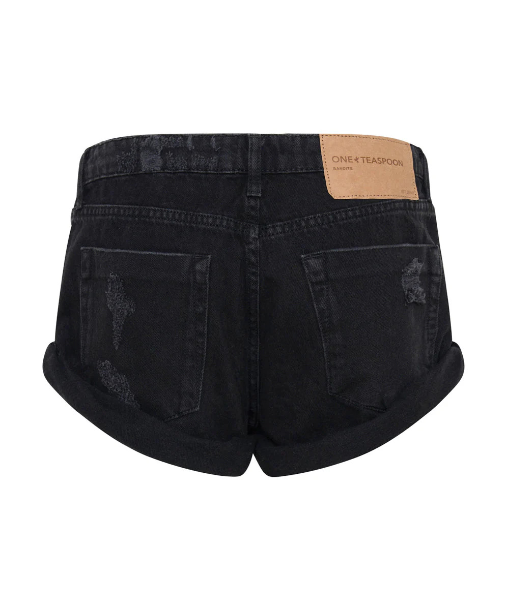 Bandits Low Waist Denim Shorts - Double Black | One Teaspoon | OneTeaspoon
