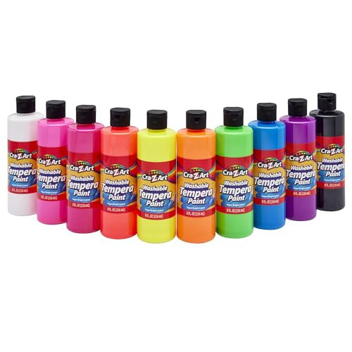 Cra-Z-Art POP! Neon Washable Tempera Paint For Kids Bulk Pack 10ct, Assorted Fluorescent Colors Tempera Paint Set 8oz each bottle, Back To School Teachers Supplies | Amazon (US)