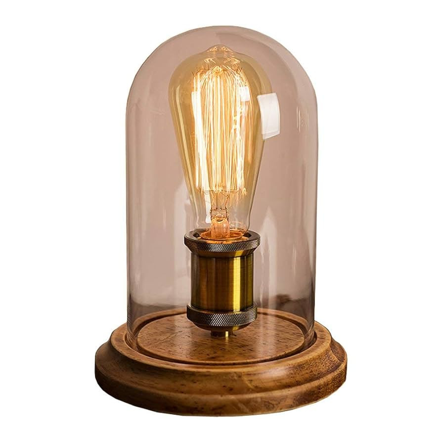 Farmhouse Table Lamp, Vintage Desk Decor with Glass Shade, Edison Bulb Included | Amazon (US)