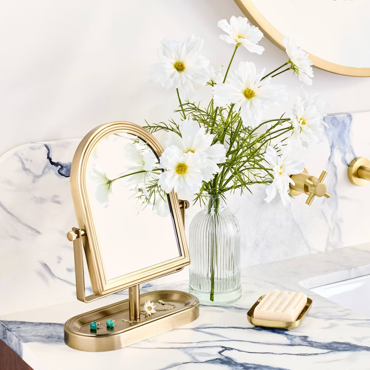 17" Medium White Cosmos Artificial Arrangement - Hearth & Hand™ with Magnolia | Target