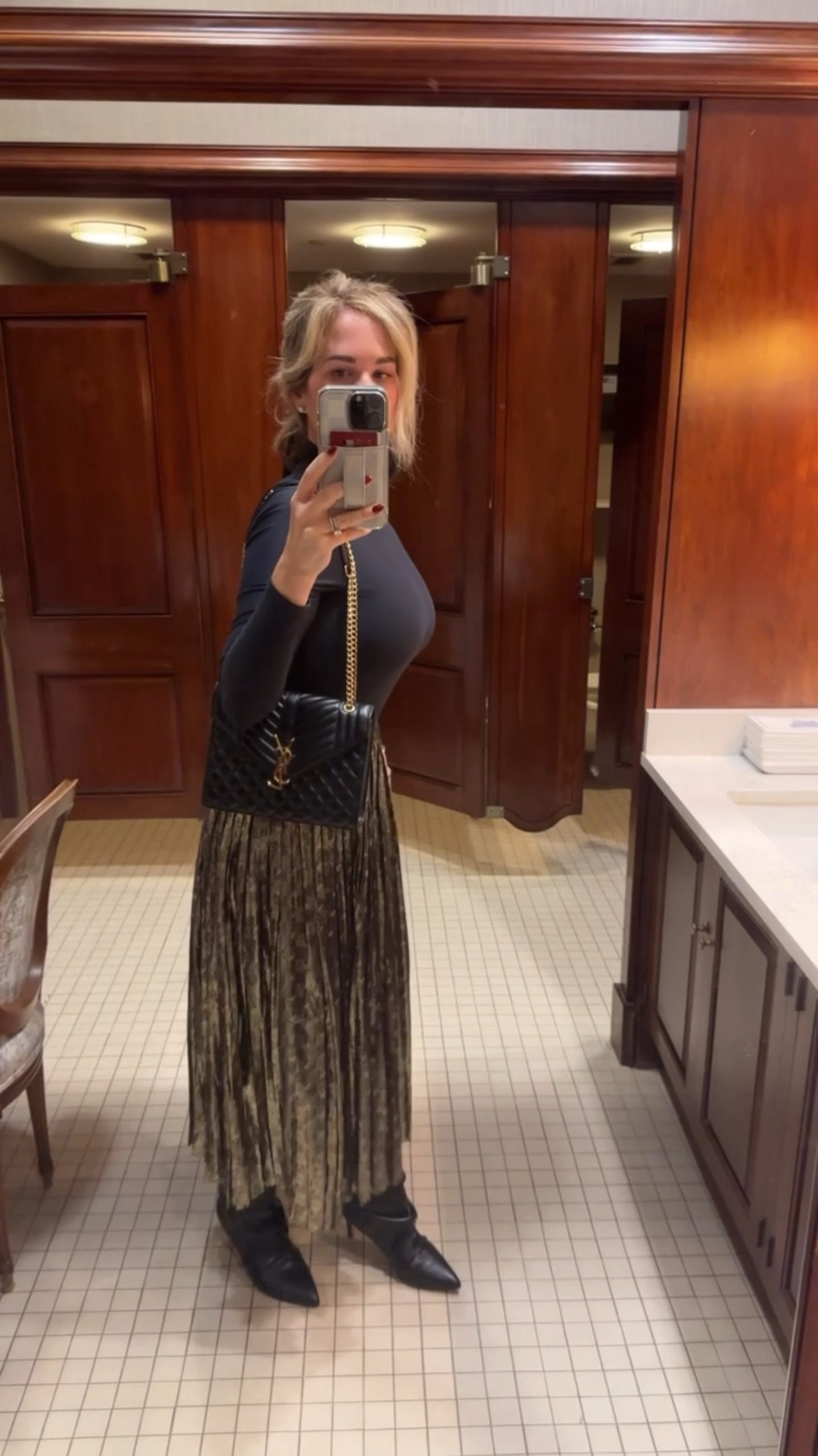 Holiday feels. 

Bodysuit- true to size
Skirt- size down 
Boots- size up for comfort 

#LTKCyberWeek #LTKHoliday #LTKSeasonal