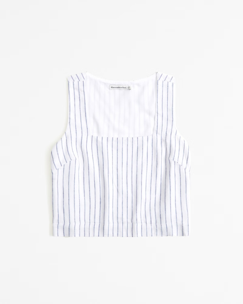 Linen-Blend Squareneck Set Top | Abercrombie & Fitch (US)
