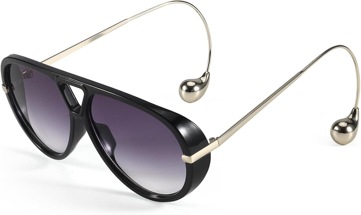 Oversized Aviator Sunglasses for Women With Earring Trendy Large Big Double Bridge 2025 Designer ... | Amazon (US)