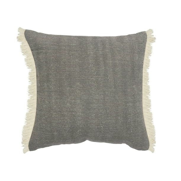 Lr Home Charcoal Gray 20 in. x 20 in. Solid Fringed Throw Pillow - Walmart.com | Walmart (US)