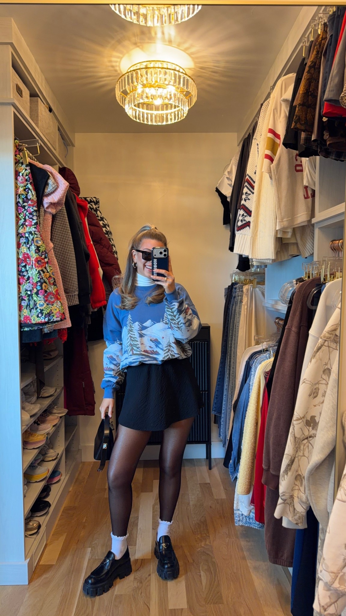 Date night ski sweater outfit with Abercrombie black mini skort 

Revolve code: tulip

Wearing my usual smalls/2

Date night
Ski sweater
Winter travel
Date night
Travel look 
Mini skort


#LTKFindsUnder100 #LTKSeasonal #LTKU