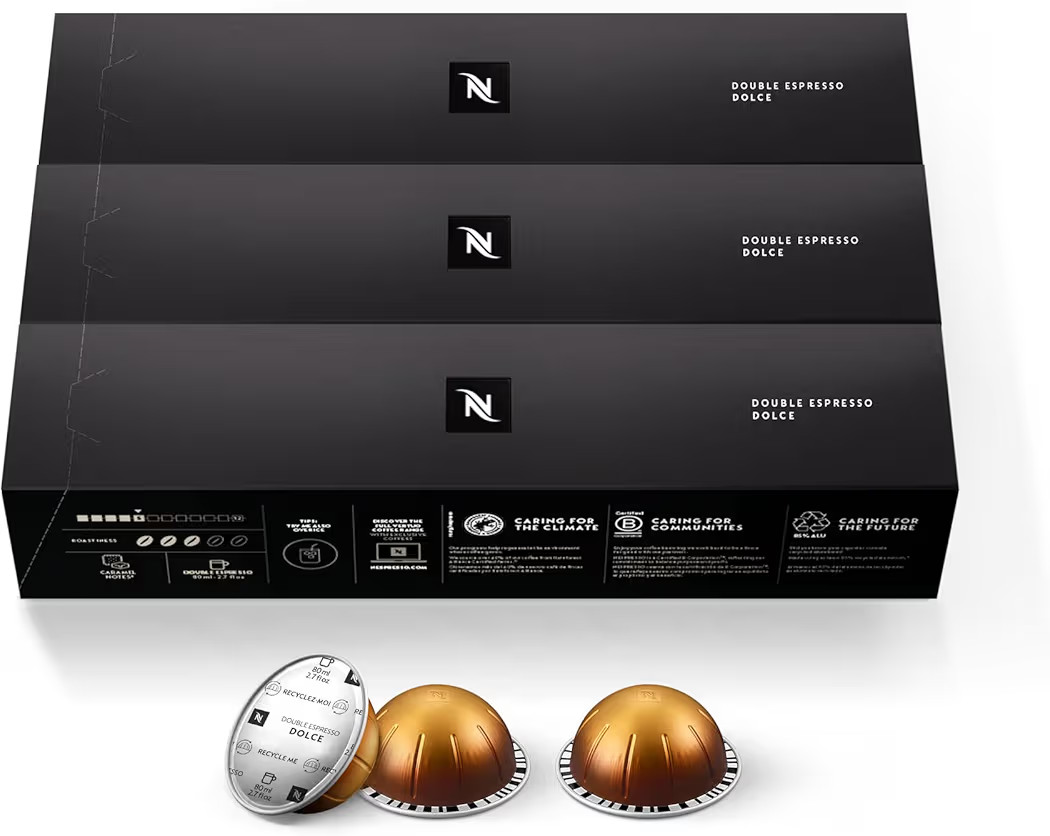 Nespresso Capsules Vertuo, Double Espresso Dolce, 30-Count Espresso Pods, Brews 2.7 oz. | Amazon (US)