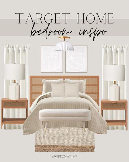 All things neutral for this bedroom inspo! The most cozy, warm, and welcoming! 

Target home, target furniture, target decor, target decor finds, decor finds, neutral decor, bedroom inspo, woven furniture, headboard, bed frame, side table, lamp, curtains, wall art, accent living, ceiling light, bench, rug, throw pillow, comforter, matching, white and gold decor, white and gold furniture, bedroom design, bedroom, room 

#LTKFind #LTKhome