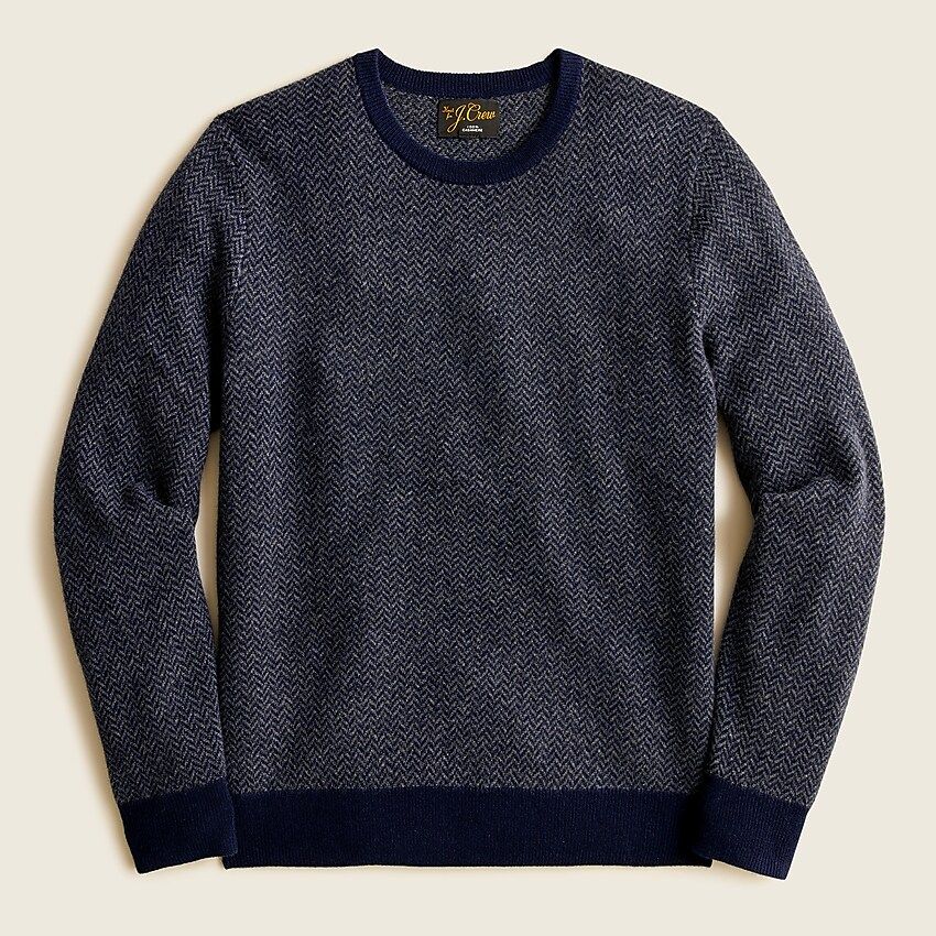 Cashmere herringbone jacquard crewneck sweater | J.Crew US