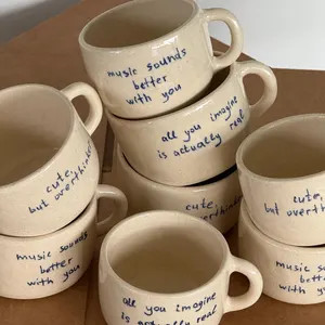 Handwritten Ceramic Mug, Personalized Pottery Cup, Custom Quote, Cappuccino Size | Etsy (Global)