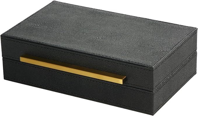 Sagala Small Black Shagreen Box With Gold Handle, PU Leather Exquisite Box for Keepsake And Memor... | Amazon (US)