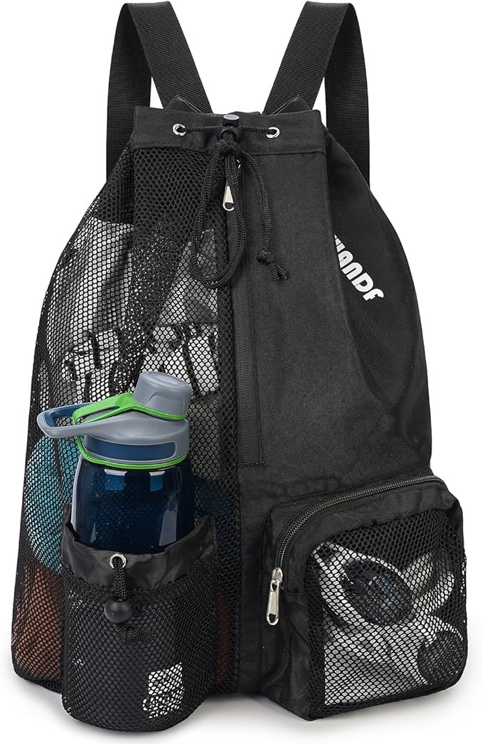 WANDF Swim Bag Mesh Drawstring Backpack with Wet Pocket for Swimming, Gym, and Workout Gear | Amazon (US)