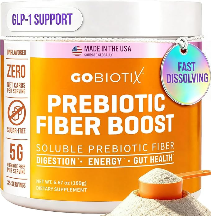 GOBIOTIX Fiber Supplement Powder with Prebiotics for Digestive Health and GLP-1 Support, Soluble ... | Amazon (US)