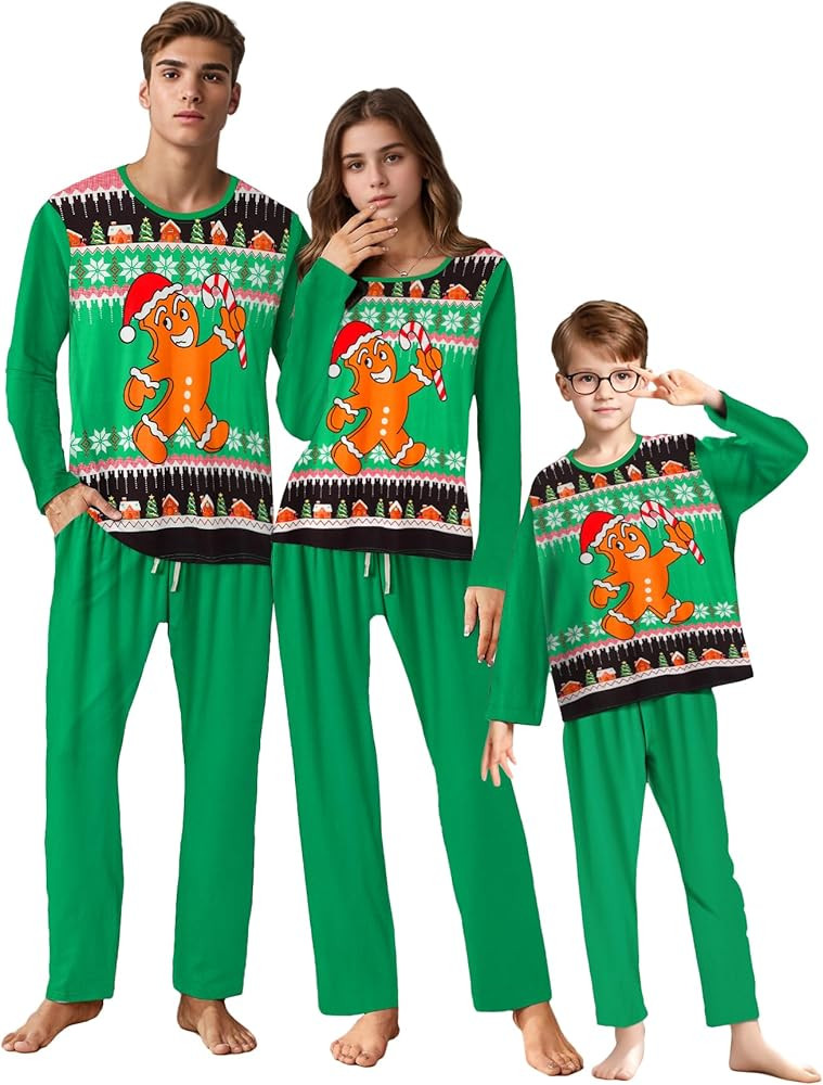 IFFEI Matching Family Pajamas Sets Christmas PJ's Letter Print Top and Plaid Bottom Sleepwear Jam... | Amazon (US)