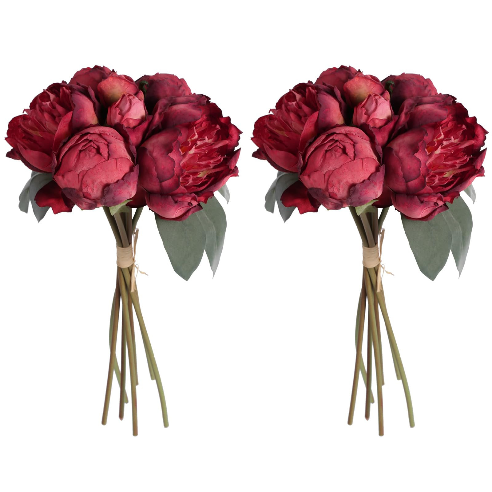 2 Bouquets Red Peonies Silk Flowers 14Heads Faux Peony Flowers Red Fake Peonies Flowers Artificia... | Amazon (US)