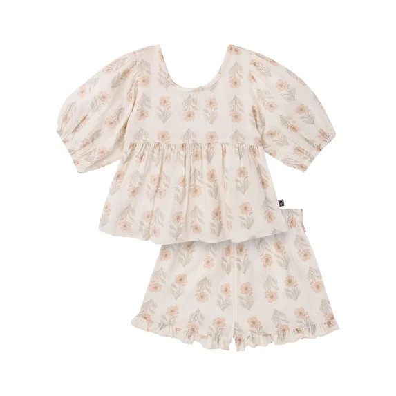 Modern Moments by Gerber Toddler Girl Top and Short Outfit Set with Crossback Detail, 2-Piece, Si... | Walmart (US)