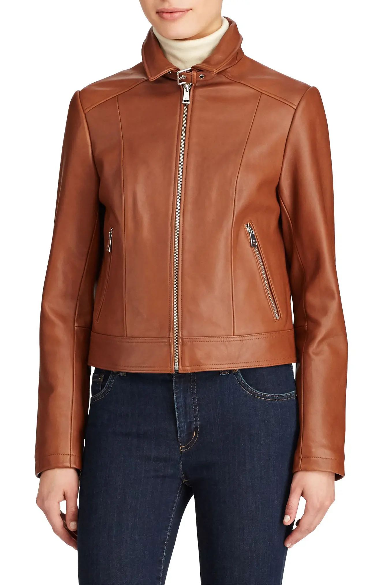 Shirt Collar Leather Jacket | Nordstrom