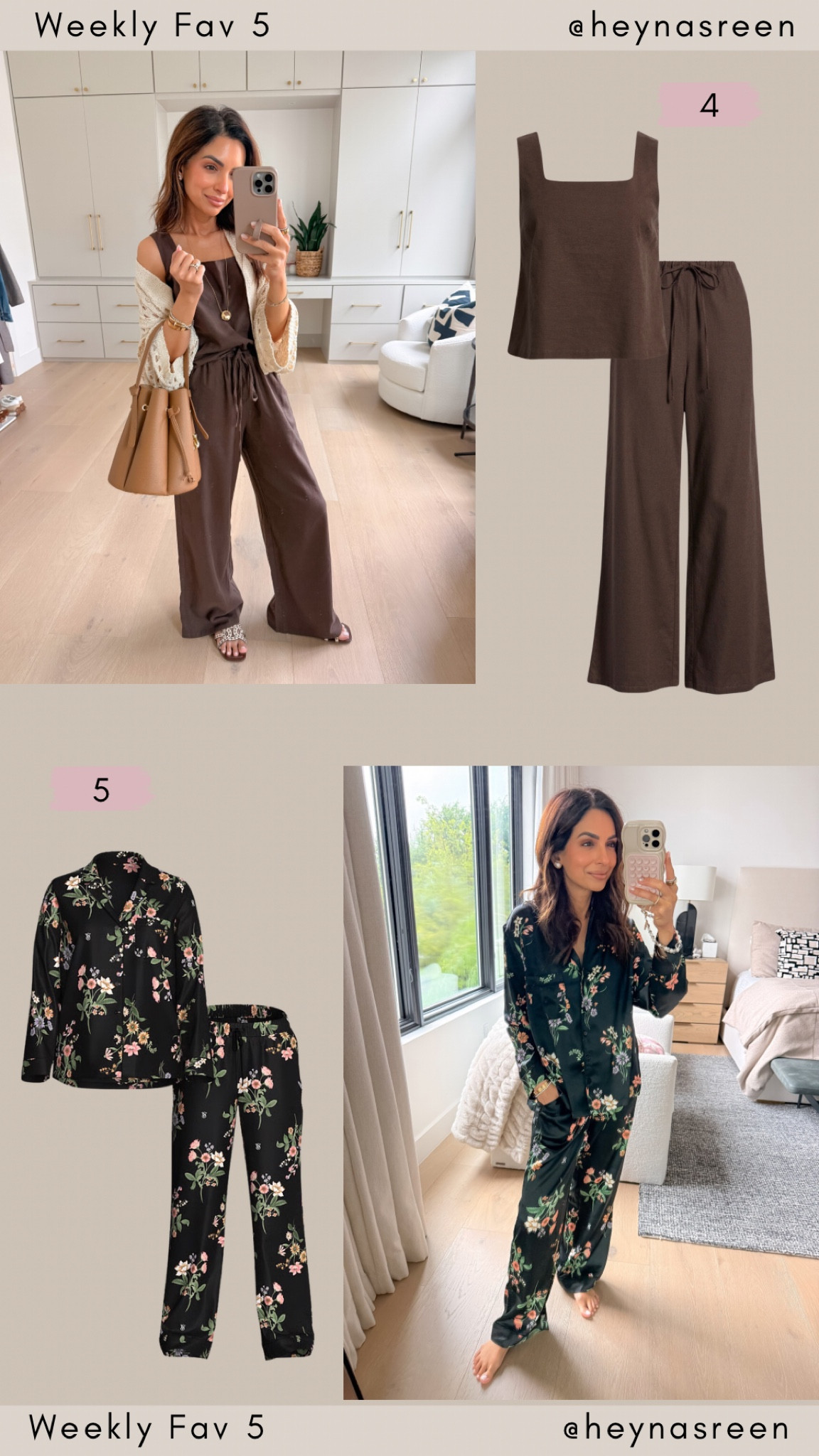 Fav 5:
#4: Nordstrom linen set, how cute is this linen set for summer? I’m wearing an XXS. 
#5: Victoria’s Secret pajamas, would make the best Mother’s Day gift, I’m wearing an XS short. 