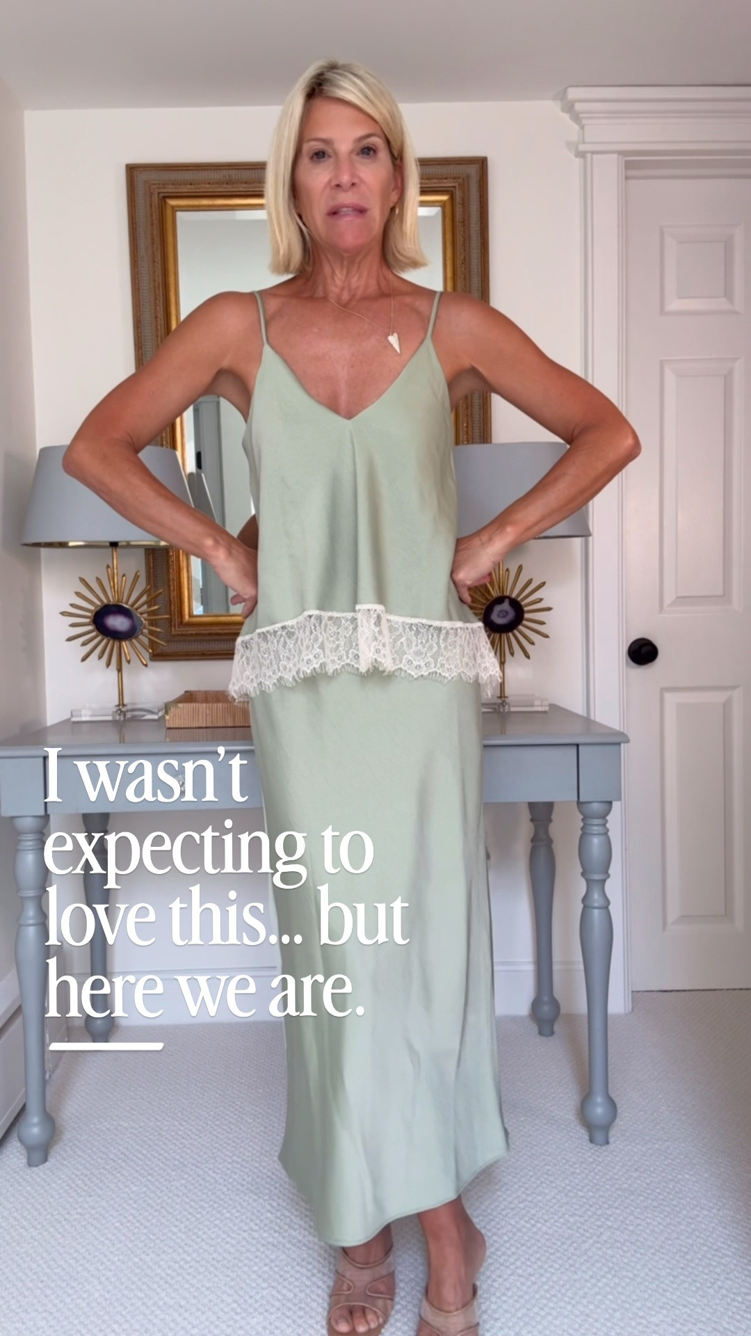 The layered lace detail gives it so much movement and elegance, while the soft sage color feels fresh and sophisticated. It’s comfortable, flattering, and somehow manages to feel both relaxed and polished. Just another reminder that the pieces you least expect sometimes become the ones you reach for the most.

👩‍💻 LTK PRO TIPS
❤️ Heart = Support my posts ;-)
🔖 Save = Keep this look for your next special occasion or vacation.
📋 Lists = Organize your favorite dresses and occasion outfits.
📲 Share = Send this to someone who loves an unexpected fashion find.
💬 Comment = Would you have tried this on?

#LTKootd #LTKSeasonal #LTKOver40
