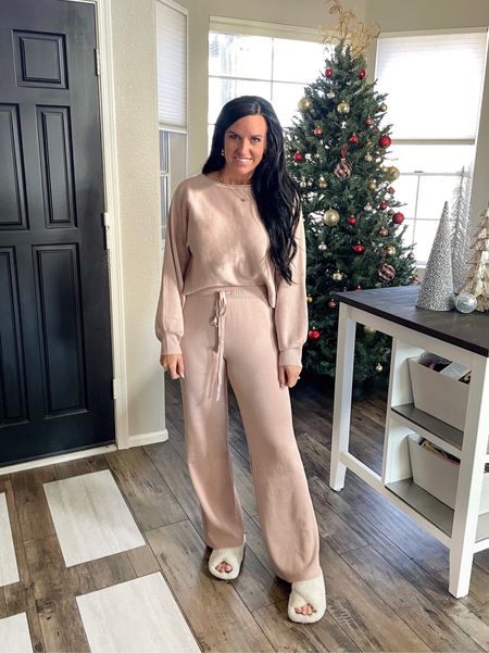 December Holiday Outfit idea: At home Look— gift wrapping, Christmas morning, staying with the in-laws, baking, watching movies…! 🏡 🎁 🎄

DETAILS:
• Sweater Set: I sized up to a medium; such nice stretchy material- not fuzzy! (I’m in the color “khaki” which is like a muted dusty pink.)
• Slippers: old; linking identical ones.

• Amazon • Christmas pjs • Lounge set • Sweater set • Christmas lounge set • Holiday outfit • December outfit • Slippers •

#LTKGiftGuide #LTKHoliday #LTKSeasonal