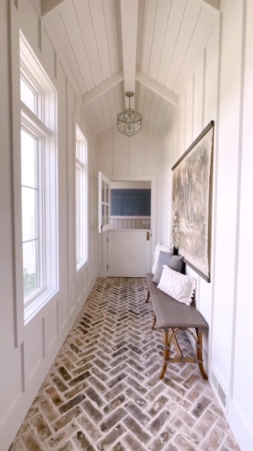 Breezeway hallway - Serena and lily bench - Anthro tapestry - hallway pendants lighting 

#LTKHome #LTKVideo #LTKStyleTip