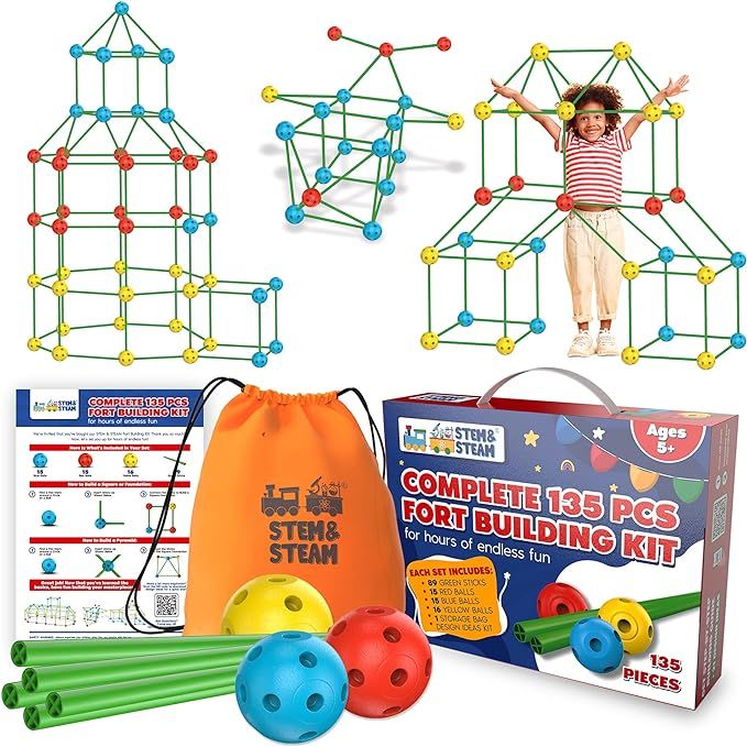 Amazon.com: STEM & STEAM 135PCS Fort Building Kit for Kids, Building Toys for Kids, STEM Construc... | Amazon (US)